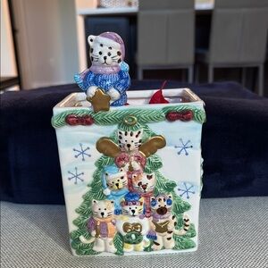 Festive Cat Choir Ceramic Vase